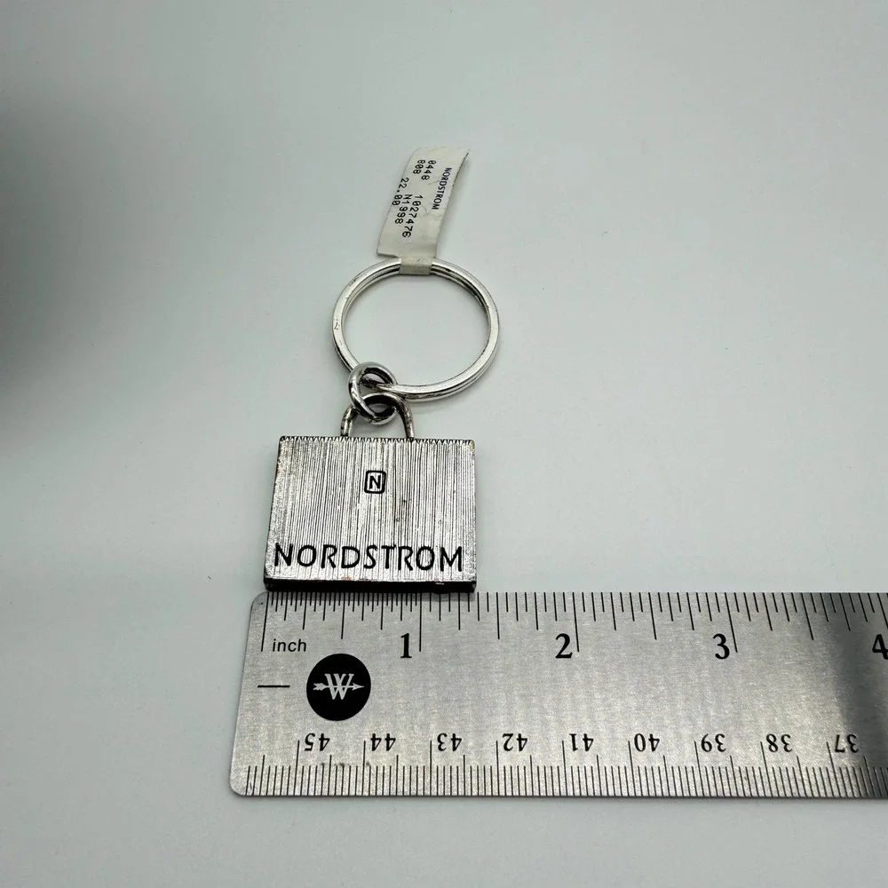 Nordstrom Silver Tone Shopping Bag Charm Keychain Logo N1998 New With Tag